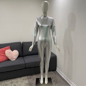 Elegant Silver Women's Metallic Bodysuit